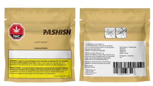 photo of 7ASHISH brand Lebanese Blonde hash recalled in Ontario for labelling error image