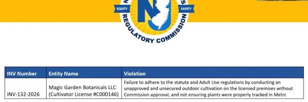 NJCRC Suspends Magic Garden Botanicals&hellip;