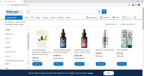 photo of Walmart Canada illegally selling CBD products image